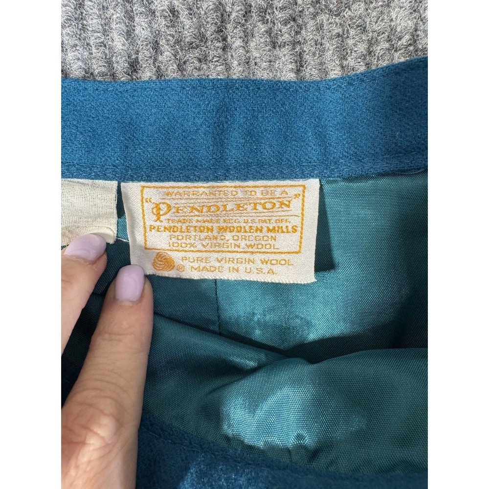 Pendleton Pure Virgin Wool‎ Blue Knee Length Straight Pencil Skirt Button Lined